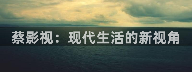 久久电影一区二区：蔡影视：现代生活的新视角